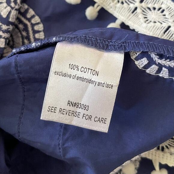 Tyler Boe Candie Midi Dress - Blue with White Embroidery - Size 6 - Picture 8 of 9